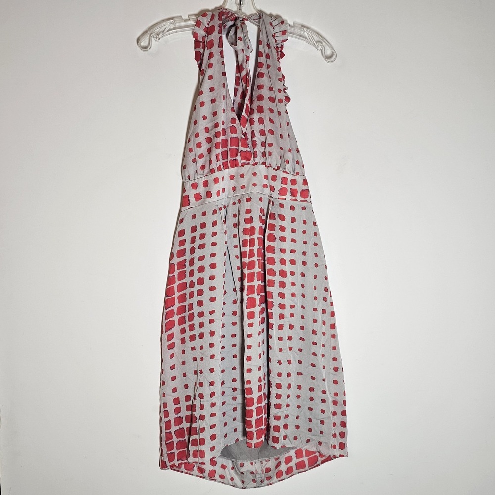 Collective Concepts Dress Womens Large Gray Pink Halter Ruffle Party Cocktail L